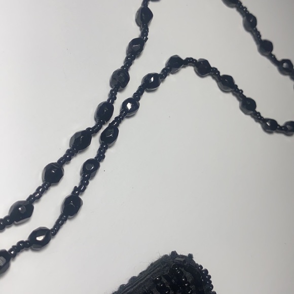 Vintage 80s Black Beaded Evening Bag by Moyna - Picture 12 of 15